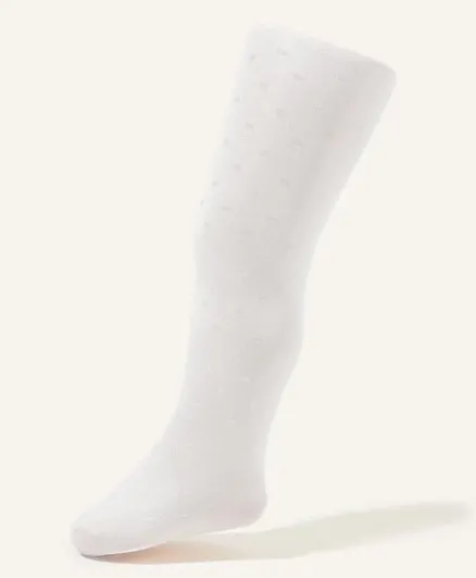 Monsoon Children Bridal Spot Knitted Tights - Ivory