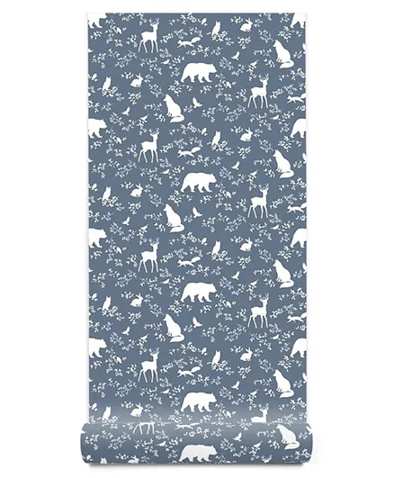 Paper Crew Forest Animals Blue Wallpaper - Blue