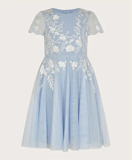 مونسون تشيلدرن فستان مُطرّز بأزهار - أزرق