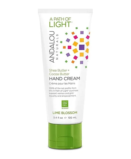 Andalou Naturals A Path of Light Shea Butter + Cocoa Butter Lime Blossom Hand Cream - 100ml