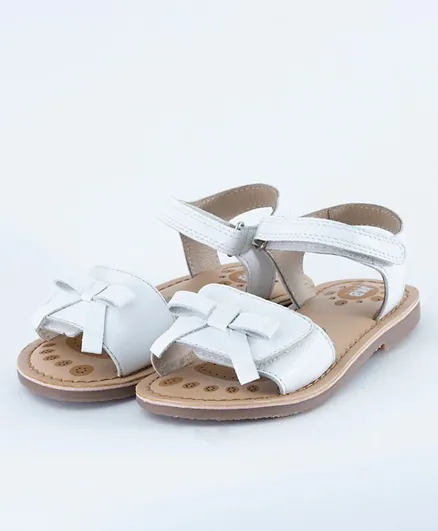 Just Kids Brands Sofia Single Velcro Flat Sandals - White