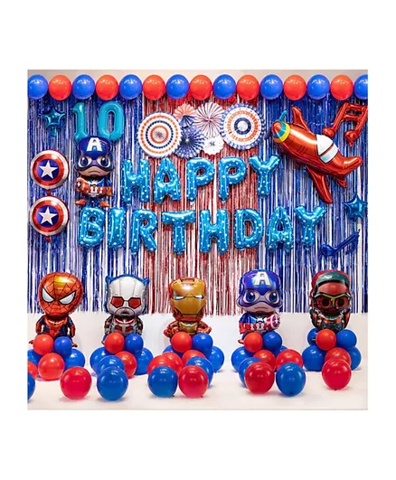 Brain Giggles Captain America  Theme Birthday Party Decoration - Pack of 97 Pieces