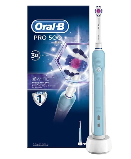 Oral-B Pro 500 3D Power Toothbrush -  White & Blue