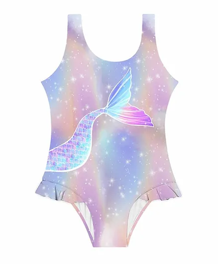 Slipstop Venice Mermaid Printed V Cut Swimsuit - Multicolor