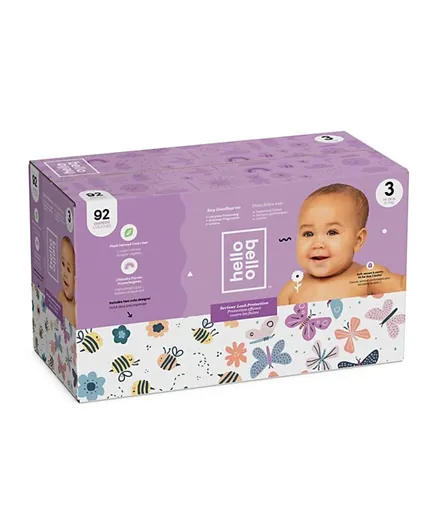 Hello Bello Club Diaper Bees and Butterflies  Girl Size 3 - 92 Pieces