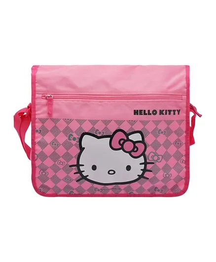 Hello Kitty Grid Cross Body Messenger Bag - Pink