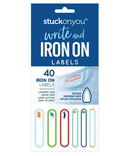 Stuck On You Write On Labels Iron On Blue - 40 Labels