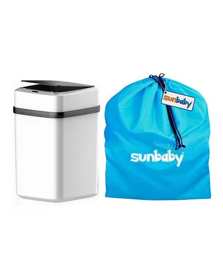 Sunbaby Automatic Trash Can With Lid Powered by Batteries - White