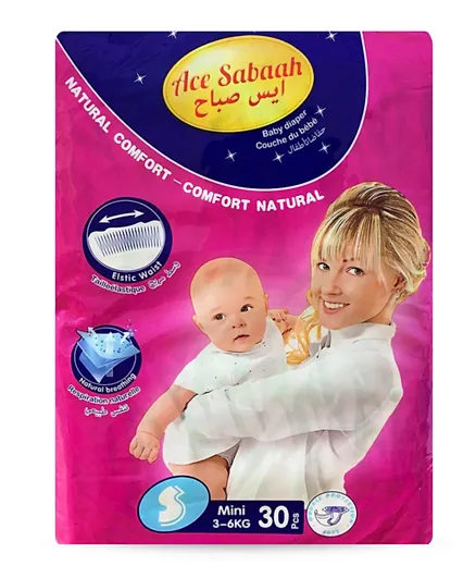 Ace Sabaah Natural Baby Diapers Size 2 - 30 Pieces