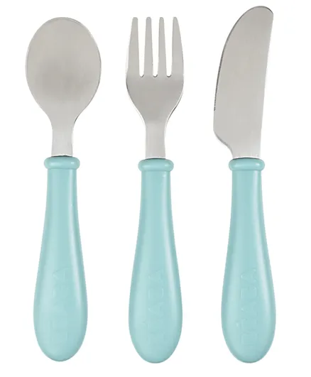 Beaba Stainless Steel Training Cutlery - Airy Green
