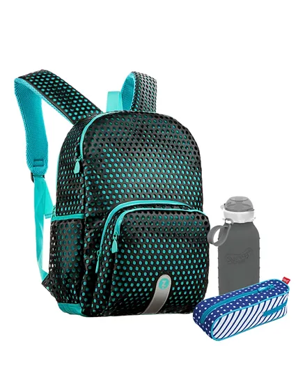 حقائب ظهر من زيبيت مع جرابات أقلام رصاص وزجاجات - اللون الأزرق
