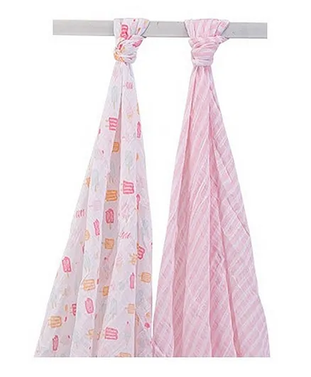 Little Treasure Muslin Swaddle Blankets Ice Cream - 2 Pieces