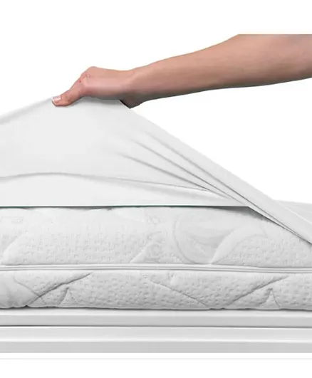 ورقة سرير وحامي مرتبة مُجهزة بي-سنسبل للأطفال - أبيض