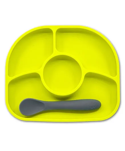 BBLUV Yumi Anti Spill Silicone Plate & Spoon Set - Lime