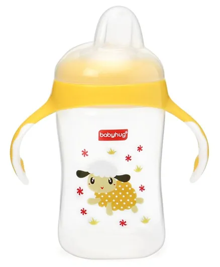 Babyhug Silicone Soft Spout Sipper With Handle Yellow - 300 ml