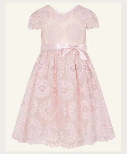 Monsoon Children Estella Embroidered Dress - Pink
