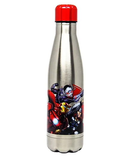 Marvel DC Avengers Stainless Steel Water Bottle Silver - 600mL
