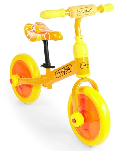 Babyhug Wanderer 2-1 Plug & play Balance Bike & Bicycle Yellow Orange - 12 inches
