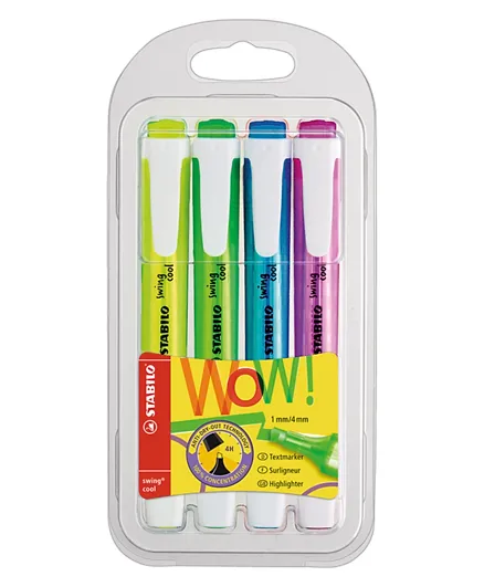 Stabilo Highlighter Swing Cool Pack of 4 - Assorted Colours