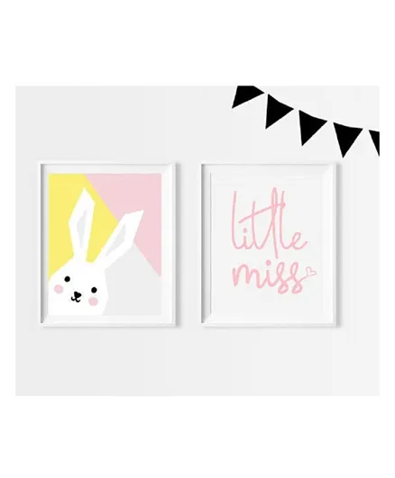 Sweet Pea Abstract Bunny & Little Miss Wall Art Print - Pack of 2