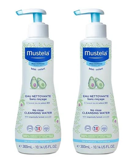 Mustela No-Rinse Baby Cleansing Water with Avocado Pack of 2 - 300mL Each