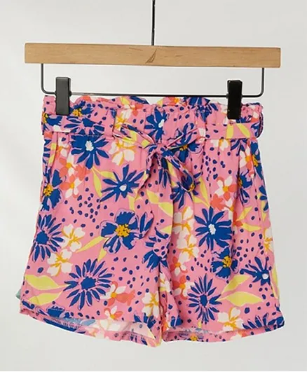 Aeropostale Printed Rayon Challis Paperbag Shorts - Multicolor