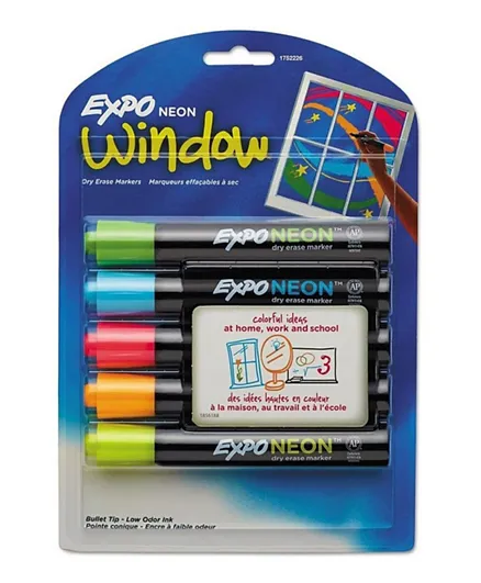 Expo 2020 Neon Window Dry Erase Markers - Pack of 5