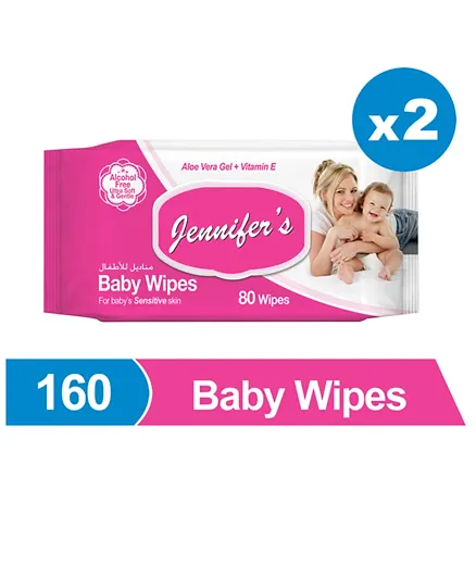 Jennifer's Baby Wipes Pack of 2 - 160 Pieces
