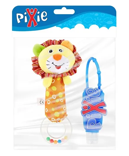 Pixie - Lion Rattle Toy with Hand Sanitizer - Combo Pack