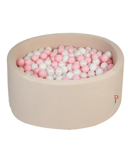 Ezzro Round Ball Pit With 600 Balls - Baby Pink & White