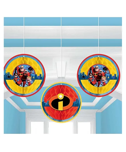 Party Centre Incredibles 2 Honeycomb Decoration - Pack of 3