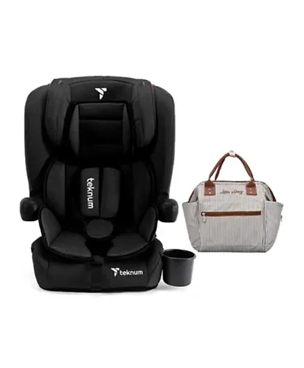 Teknum Pack and Go Foldable Car Seat With Ace Diaper Bag - Black