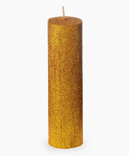 Dream Decor Glitter Pillar Candle - Gold