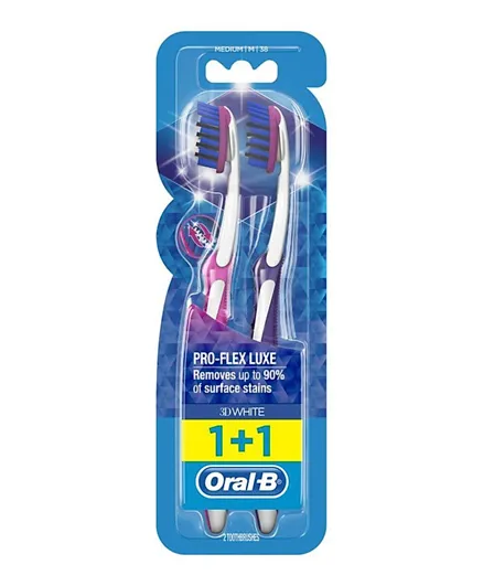 Oral-B Pro Flex 3D White 38 Medium Toothbrushes  Pack of 2 - Assorted