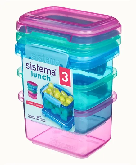 Sistema Rectangular Lunch Container Pack of 3 - 400mL