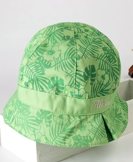 Babyhug Round Cap Floral Print - Green