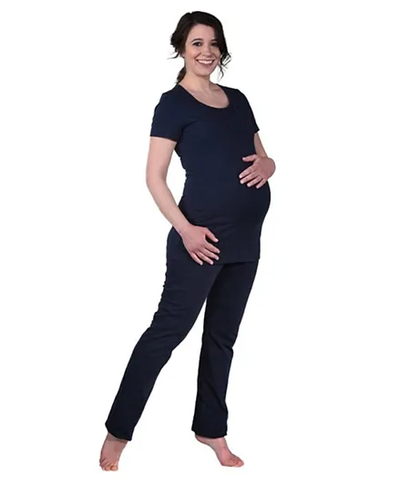 Mums & Bumps Mamsy Maternity 2-Piece Pyjama Set - Navy