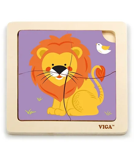 Viga Wooden Handy Flat Lion Puzzle - 4 Pieces