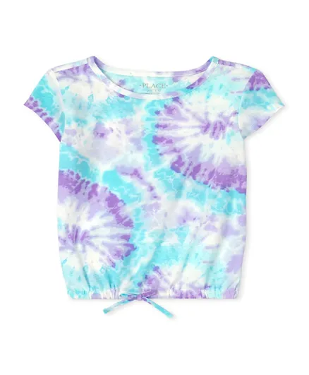 The Children's Place Tie Dye Front Tie Knot Tee - Plume