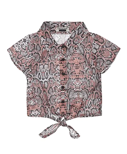 دي جي داتشجينز قميص بتفاصيل ربطة وطباعة حيوانية - متعدد الألوان