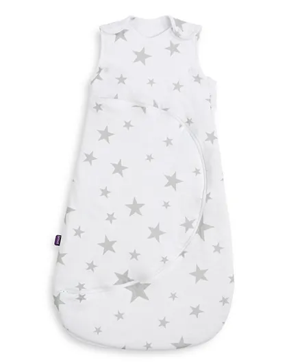 SnuzPouch Baby Sleeping Bag with Zip 0.5 Tog  Grey Star - Small