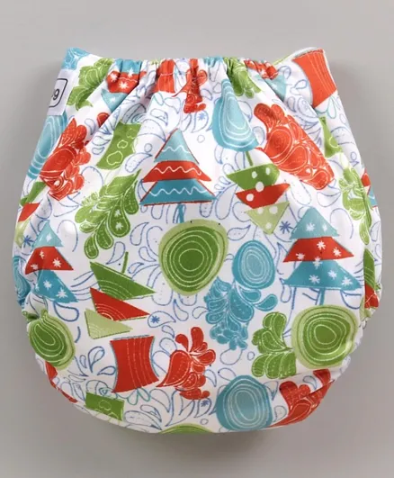 Babyhug Free Size Reusable Cloth Diaper With Insert Tree Print - White