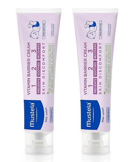 Mustela 1 2 3 Vitamin Barrier Cream Pack of 2 - 50mL Each