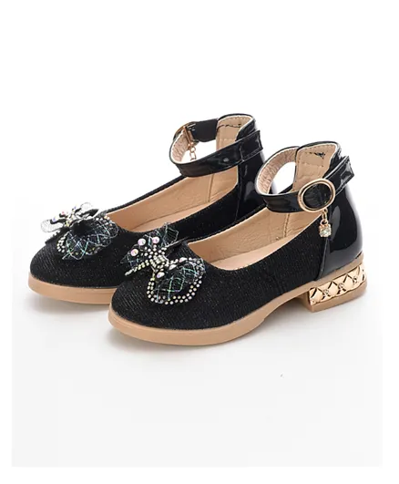 بيبكلو حذاء الباليه للحفلات بتصميم فيونكة - أسود