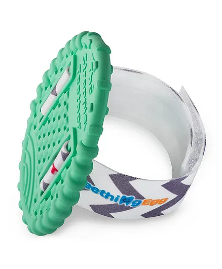 The Teething Egg - Strappie Teether Green for Babies 3-12 Months, Attachable & Easy Clean