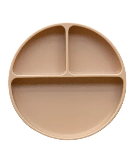 Peanut Silicone Suction Divided Plate - Apricot