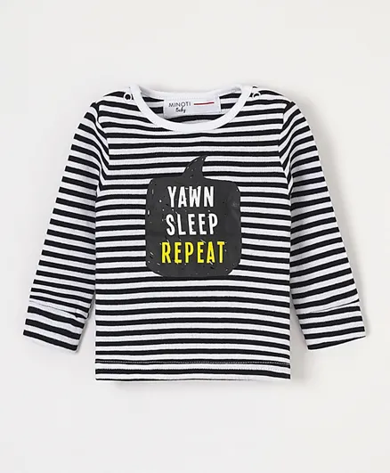 Minoti Yawn Sleep Repeat T-Shirt - Black