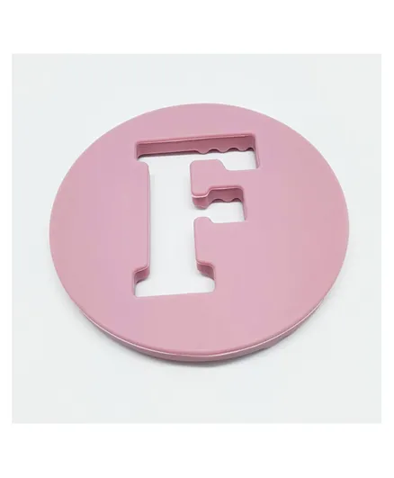 One.Chew.Three - Alphabet Chews Silicone Letter Teething Disc F - Pink