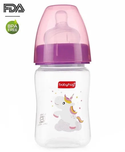 Babyhug Wide Neck Sterilizable Polypropylene Feeding Bottle Pink - 150 ml