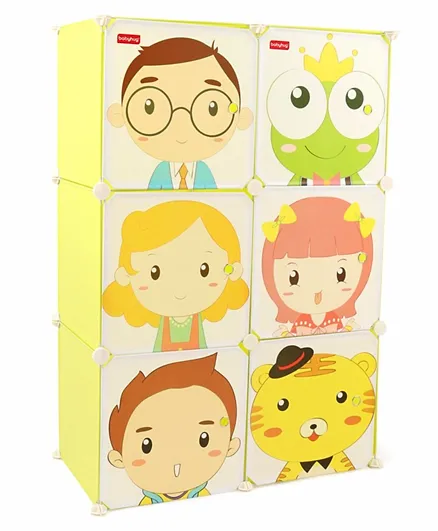 Babyhug 6 Cabinets Detachable Storage Unit Cartoon Print - Green